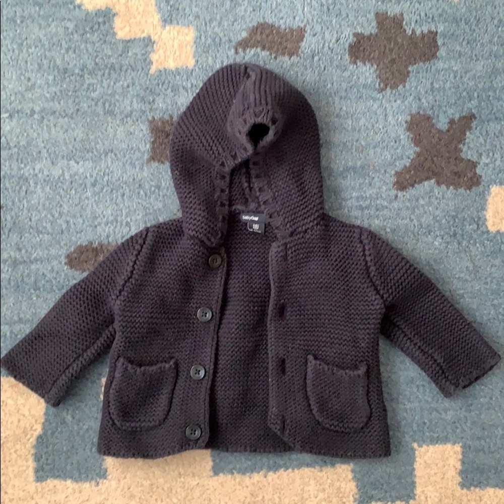 Knit hooded cardigan